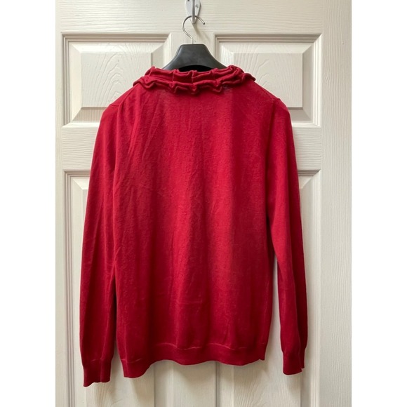 Talbots Red Ruffled Cardigan - Picture 5 of 13